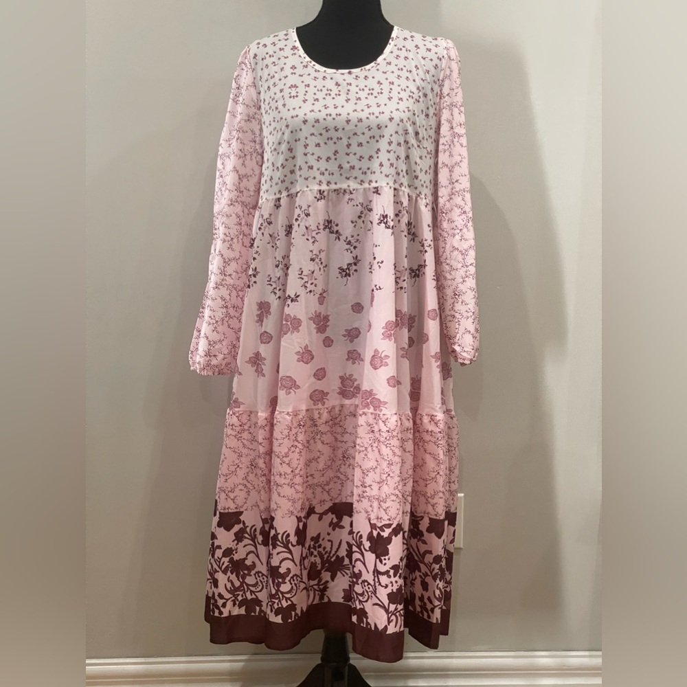New‎ Hekka M Floral Patterned Long Sleeve Midi